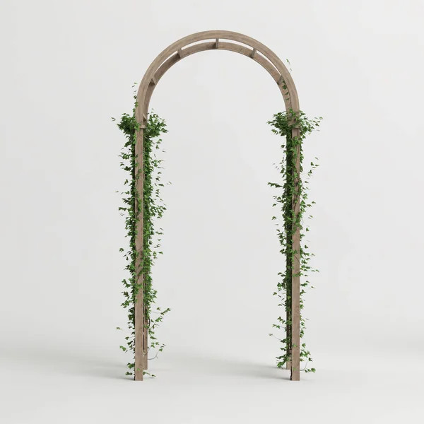 stock image 3d illustration of wooden arched ivy isolated on white background