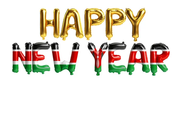 Illusztráció Boldog Évet Levél Léggömbök Kenya Zászló Színe Elszigetelt Fehér — Stock Fotó