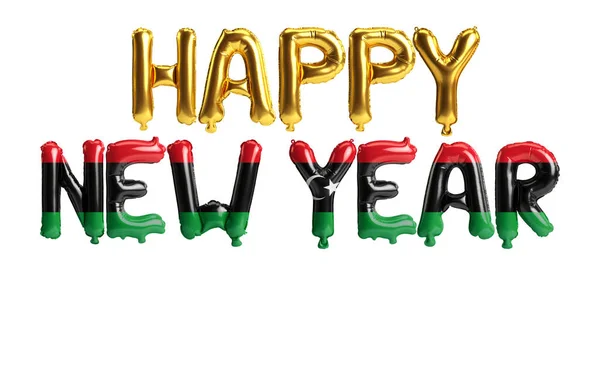 Illustratie Van Gelukkig Nieuwjaar Brief Ballonnen Met Libië Vlag Kleur — Stockfoto