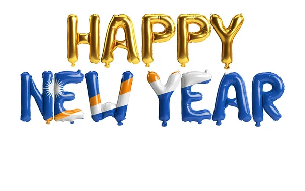 Illustratie Van Gelukkig Nieuwjaar Brief Ballonnen Met Marshall Eilanden Vlag — Stockfoto