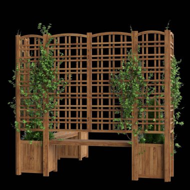 Asma çardağı siyah arkaplanda izole edilmiş 3D bank ekicisi çizimi