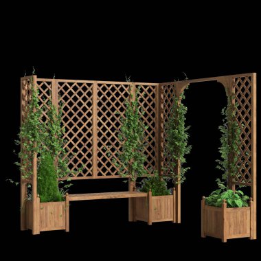 Asma çardağı siyah arkaplanda izole edilmiş 3D bank ekicisi çizimi