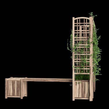 Asma çardağı siyah arkaplanda izole edilmiş 3D bank ekicisi çizimi