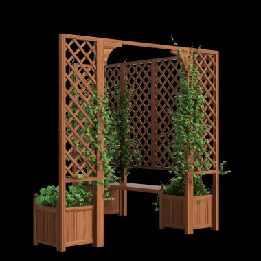 Asma çardağı siyah arkaplanda izole edilmiş 3D bank ekicisi çizimi