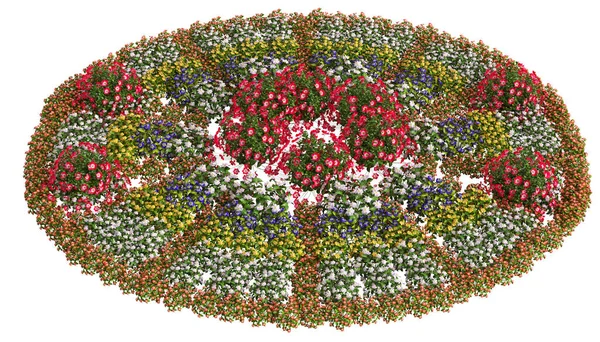 3d illustration of circle flower park bird's eye view isolated on white background