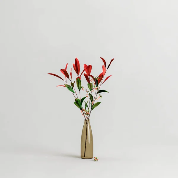Illustration Vase Flowers Isolated Grey Background — Stock Photo, Image