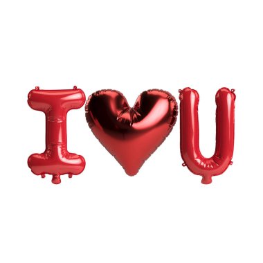 Arkaplanda izole edilmiş balonlarla Sevgililer Günü 'nü anlatan üç boyutlu resim.