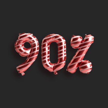 Arkaplanda izole edilmiş sevgililer günü ürünleri için% 90 'lık balonların 3D çizimi