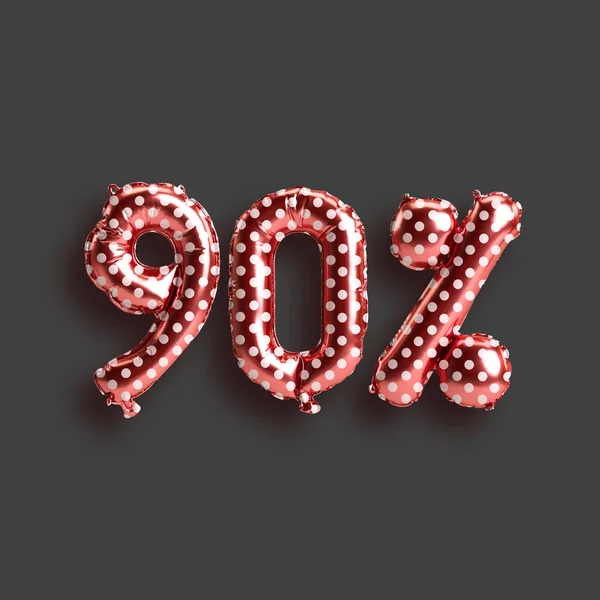 Arkaplanda izole edilmiş sevgililer günü ürünleri için% 90 'lık balonların 3D çizimi