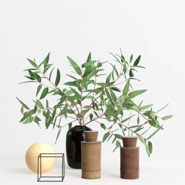 Dekorasyonun 3d çizimi beyaz arkaplanda izole edildi