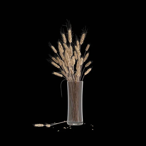 Illustrazione Decorazione Vaso Fiore Isolato Sfondo Nero — Foto Stock