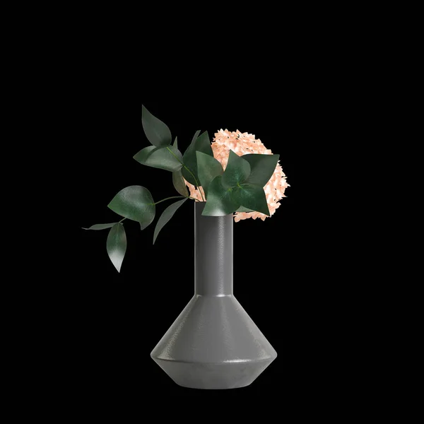 Ілюстрація Прикраси Квітки Вази Ізольовані Чорному Фоні — стокове фото