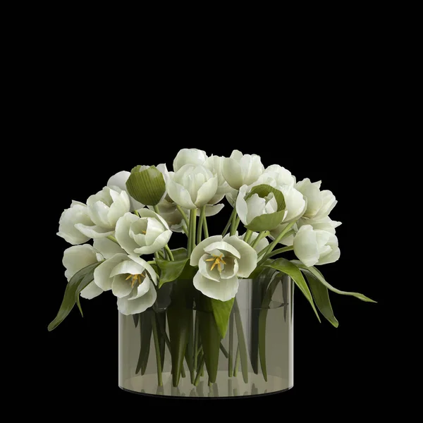 黒の背景に隔離された装飾花瓶の花の3Dイラスト — ストック写真