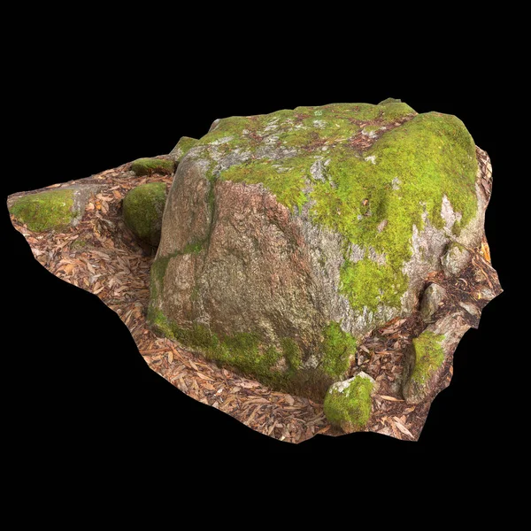 stock image 3d illustration of moss covered rocks isolated on black background