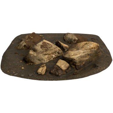 Kum rafındaki kayaların beyaz arka planda izole edilmiş 3D çizimi