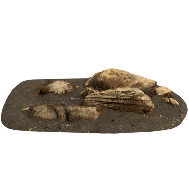 Kum rafındaki kayaların beyaz arka planda izole edilmiş 3D çizimi