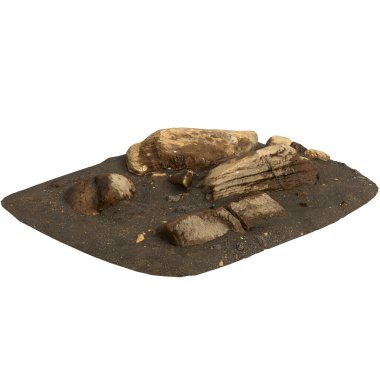 Kum rafındaki kayaların beyaz arka planda izole edilmiş 3D çizimi