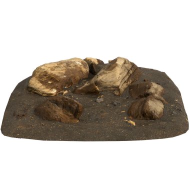 Kum rafındaki kayaların beyaz arka planda izole edilmiş 3D çizimi