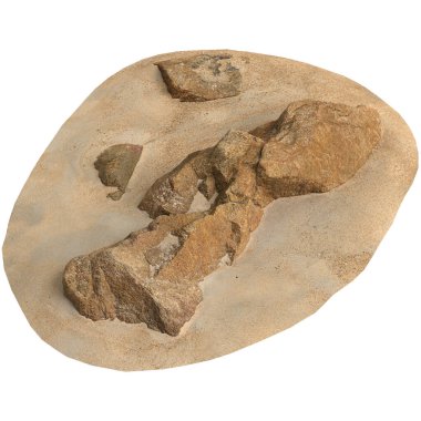 Kum rafındaki kayaların beyaz arka planda izole edilmiş 3D çizimi