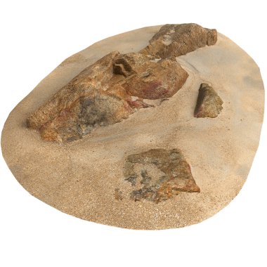 Kum rafındaki kayaların beyaz arka planda izole edilmiş 3D çizimi