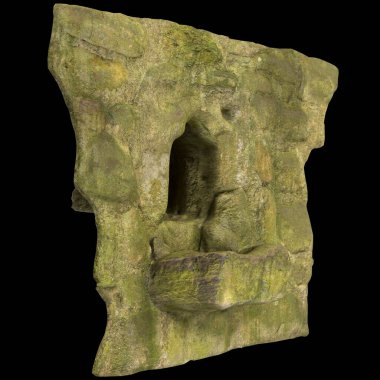 Siyah arkaplanda izole edilmiş eski harabelerin 3d çizimi