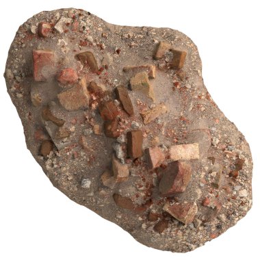 Beyaz arkaplanda izole edilmiş eski molozların 3D çizimi