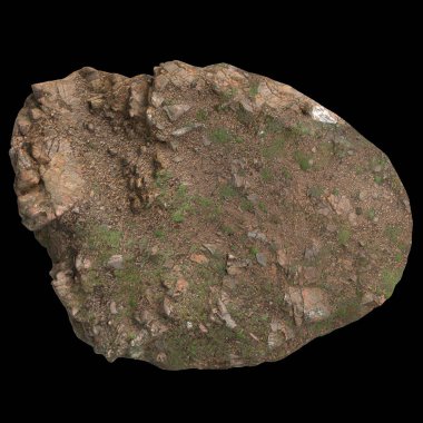 Zeminin 3d çizimi, siyah arkaplan görünümünde kuru izole edilmiş