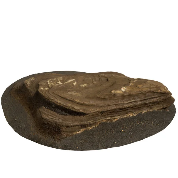 Kum rafındaki kayaların beyaz arka planda izole edilmiş 3D çizimi