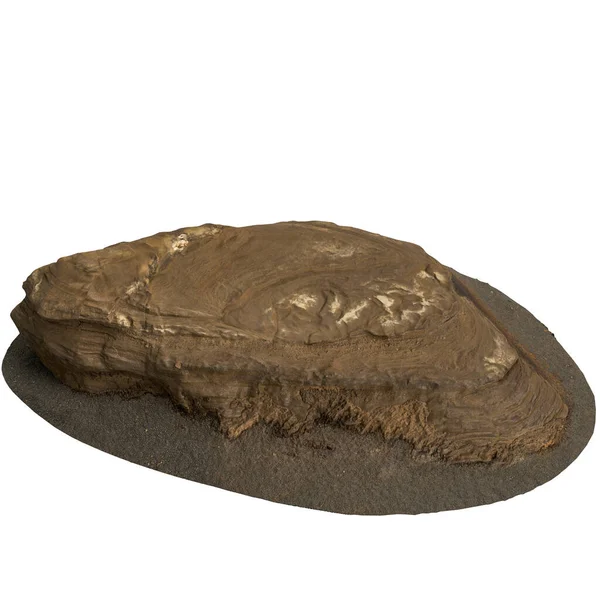 Kum rafındaki kayaların beyaz arka planda izole edilmiş 3D çizimi