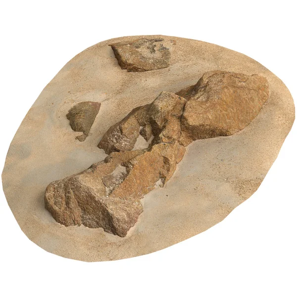 Kum rafındaki kayaların beyaz arka planda izole edilmiş 3D çizimi