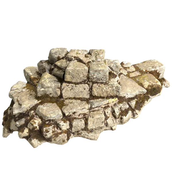 Beyaz arkaplanda izole edilmiş 3 boyutlu yosun kalıntıları çizimi