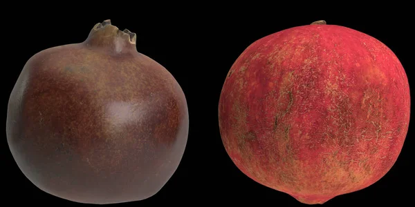 Ilustrace Granátové Jablko Izolované Černém Pozadí — Stock fotografie
