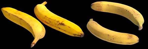 3D说明在黑色背景下分离的香蕉 — 图库照片