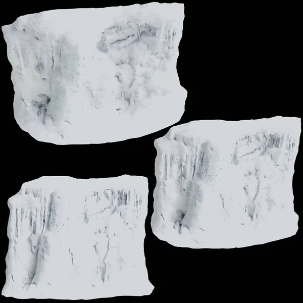 Απεικόνιση Απότομων Βράχων Πάγου Που Απομονώνονται Μαύρο Φόντο — Φωτογραφία Αρχείου