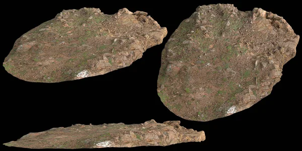 Zeminin 3d çizimi, siyah arkaplanda kuru izole edilmiş