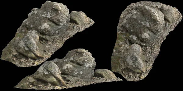 Ілюстрація Каменів Гравійній Полиці Ізольовані Чорному Тлі — стокове фото