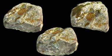 Siyah zemin üzerinde izole edilmiş tek taşların 3D çizimi