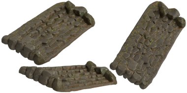 Siyah arkaplanda izole edilmiş üç boyutlu taş merdiven çizimi