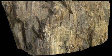 Siyah arkaplanda izole edilmiş kayalık kayalıkların 3d çizimi