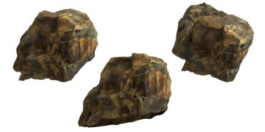 Beyaz arkaplanda izole edilmiş tek taşların 3D çizimi