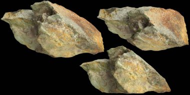 Siyah zemin üzerinde izole edilmiş tek taşların 3D çizimi