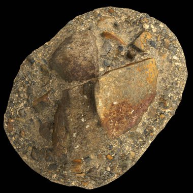 Çakıl taşı rafındaki kayaların 3 boyutlu çizimi siyah arkaplan görünümünde izole edilmiş