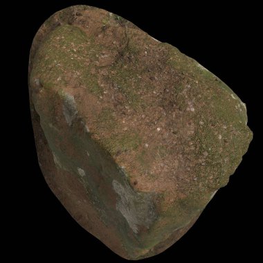 Çakıl taşı rafındaki kayaların 3 boyutlu çizimi siyah arkaplan görünümünde izole edilmiş