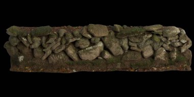 Siyah arkaplanda izole edilmiş 3D duvar taşı çizimi