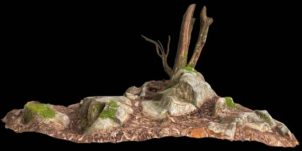 stock image 3d illustration of dry tree stump isolated on black background