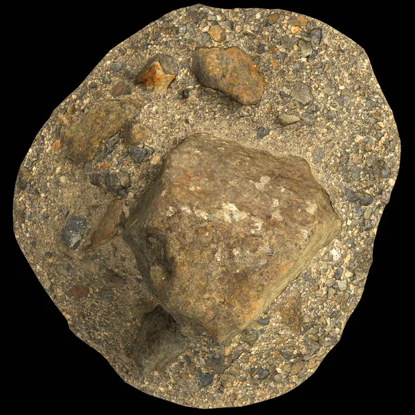 Иллюстрация Камней Шельфе Гравия Изолированы Черном Фоне — стоковое фото
