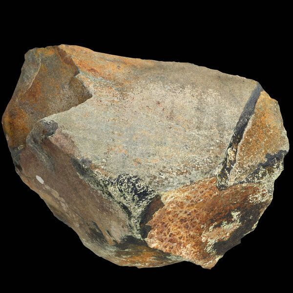 3d illustration of single rocks isolated on black background top view