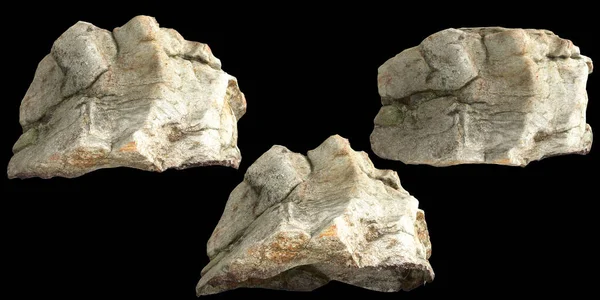 stock image 3d illustration of single rocks isolated on black background