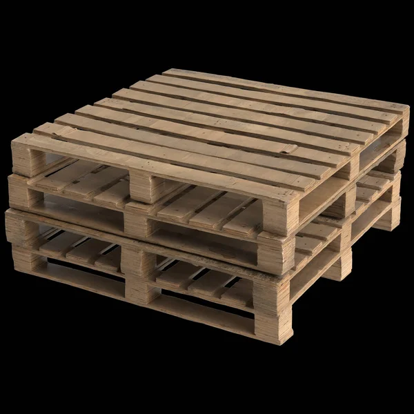 3d illustration of wood pallet isolated on black background
