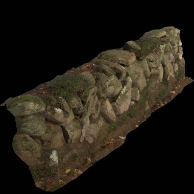 Siyah arkaplanda izole edilmiş 3D duvar taşı çizimi